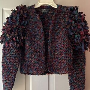 Beautiful Rare Rockabilly Vintage Hand Woven Cropped Sweater Jacket Rockabilly